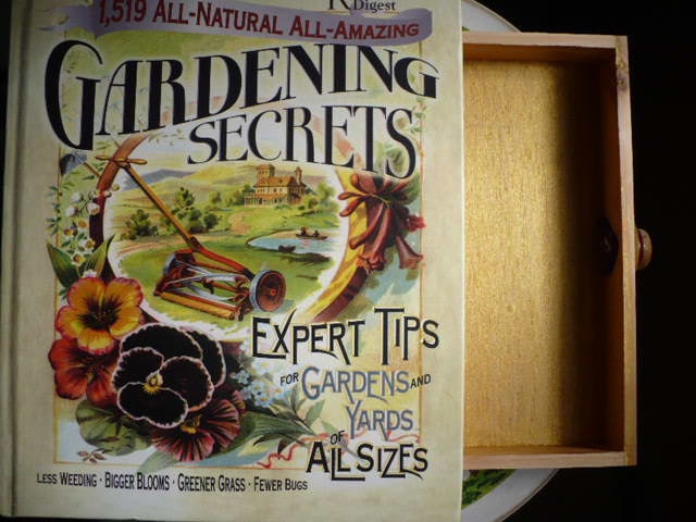 Secret Compartment Safe Book - with Wood Box - Note Card Set - Garden Journal - Tea Chest