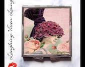 Compact Mirror - Pill Box - Vintage Ladies In Hats A - Whimsical Retro Women - Fashion Vintage Women - Victorian Women - Pill Case - Pillbox