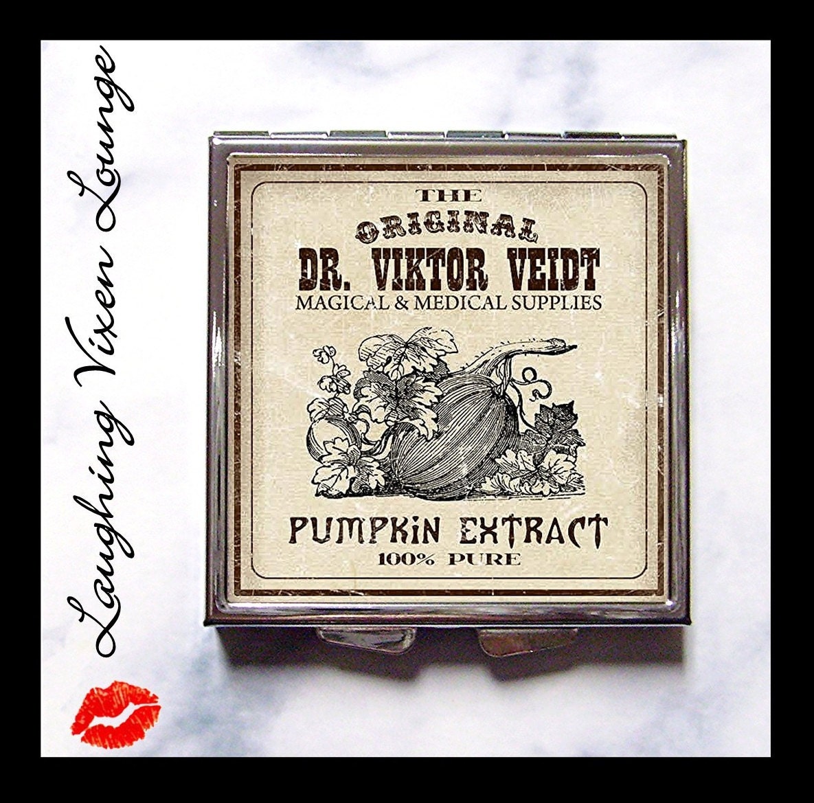 Magic Potion Compact Mirror - Potion Label Pumpkin Extract Compact - Pill Box - Wizard Witch Potion - Magic Spell - Witch Spell