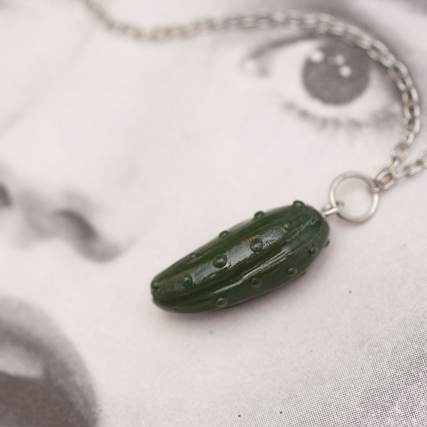 Necklace - Kosher Deli Green Dill PIckle Handmade by Roscata