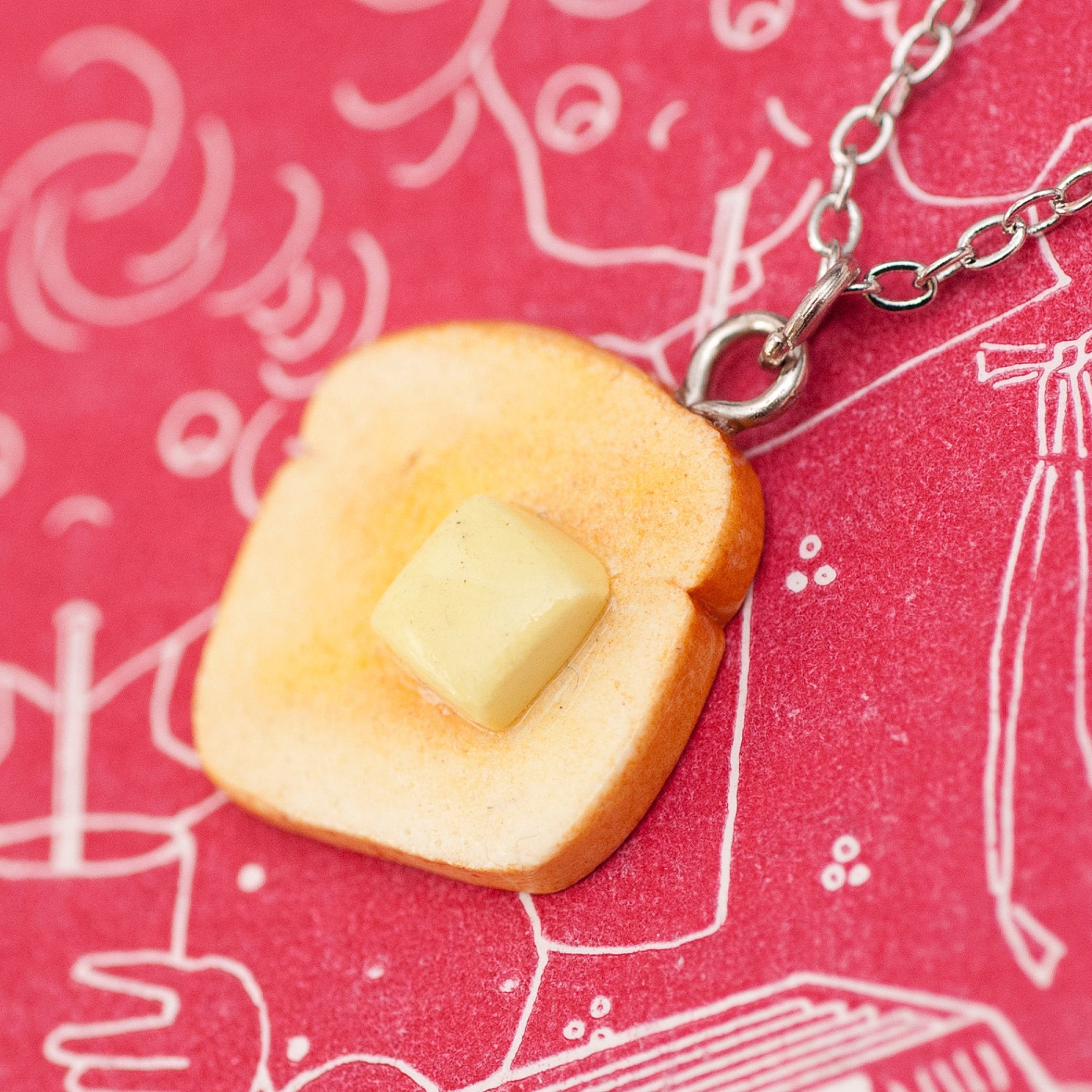 Necklace - Toasted Bread Slice with Butter Handmade by Roscata