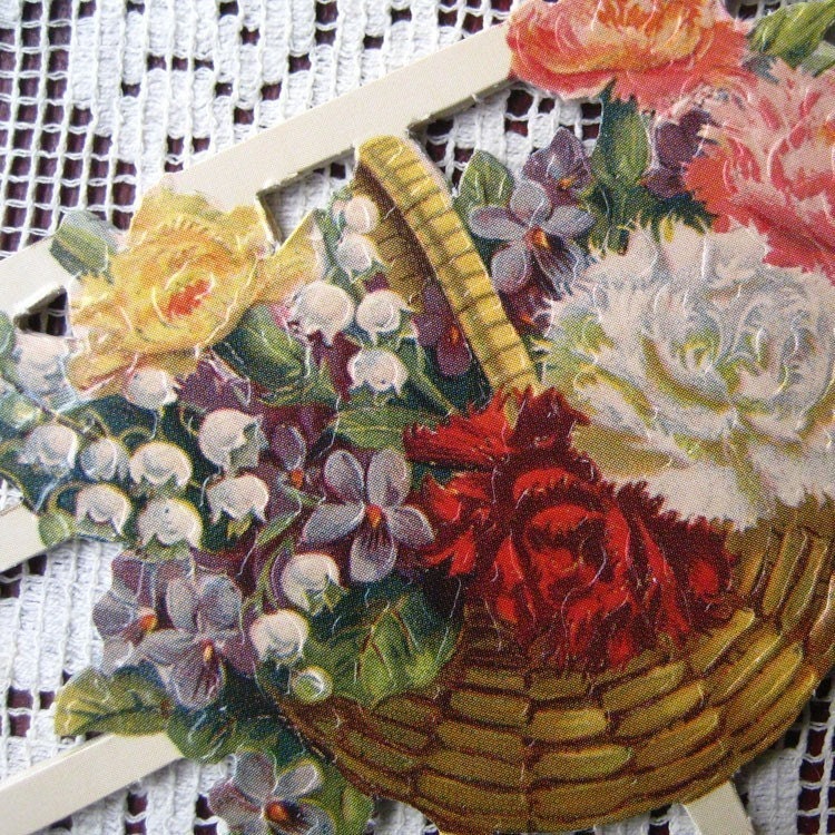 Made In Germany Die Cut Paper Scraps With Flower Bouquets
