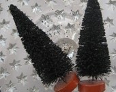 Halloween Bottle Brush Trees 2 Small Black