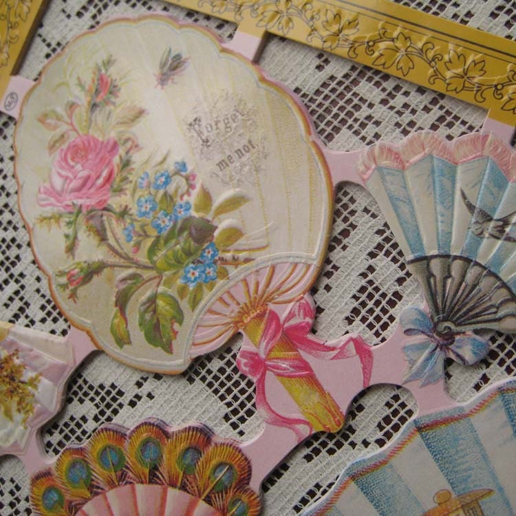 Made In England Paper Lithograph Die Cut Scraps Victorian Fans