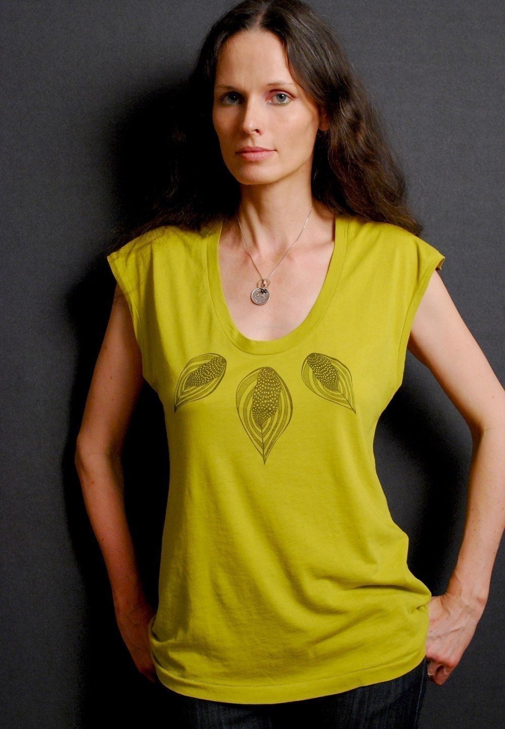 SALE - Chartreuse Scoop Neck Tank - Peace.Lilly