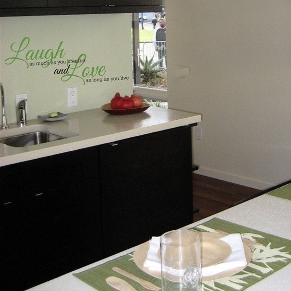 Laugh as much as you breathe dual color vinyl wall decal art sticker decor
