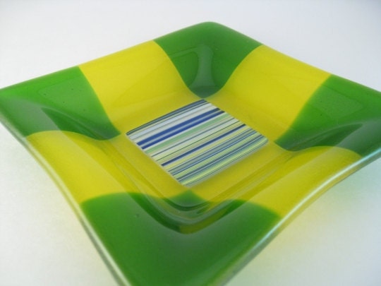 Square Fused Glass Dish - Meadow