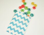 Aqua Chevron Striped little Bitty Bags - set of 20  - food safe - favors, treats, packaging