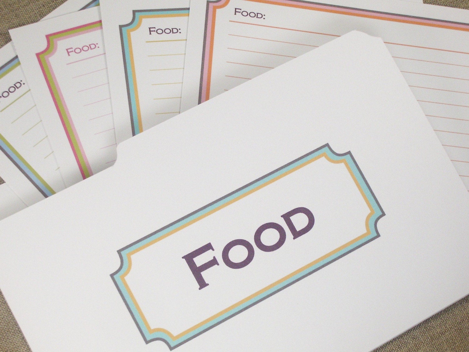 Printable - BORDERS- Recipe Cards and MINI Folder -  EDITABLE - Type or Paste your recipe into the Template - No Writing Needed