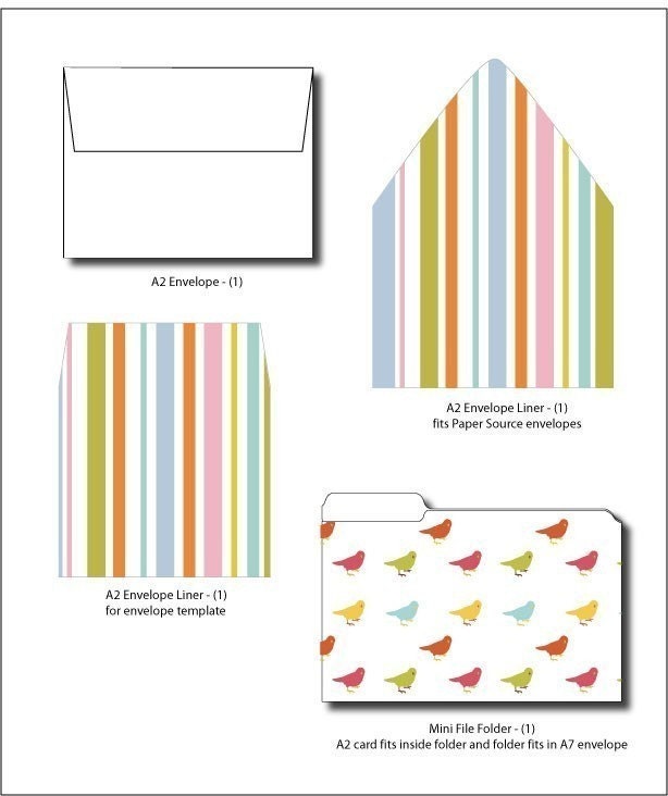 Birds in Row - Printable - Personalized and EDITABLE Stationery Set (8 Pieces) - pdf templates - You change the text