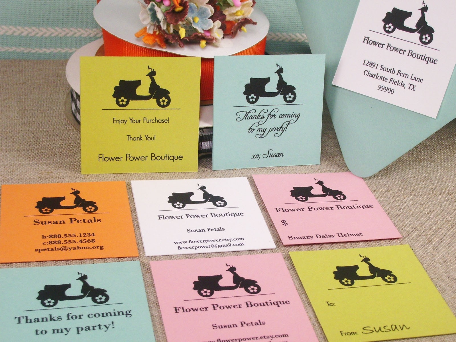 Printable - EDITABLE - SCOOTER - Labels, Business Cards, Hang or Price Tags, Gift Tags, Address Labels - You CHANGE the text