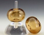 Hollow Lampwork Bead Earring Pair Light Smoky Topaz