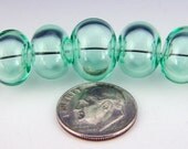 Hollow Lampwork Beads set Peridot (5 beads)
