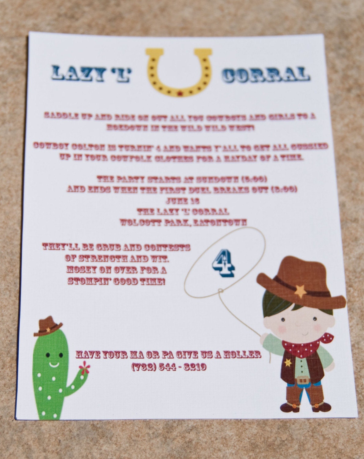 Cowboy Birthday Party Invitations Western Party : Rootin' Tootin' Cowboy Party Invitations Set of 10 by Belleza e Luce Il_570xn