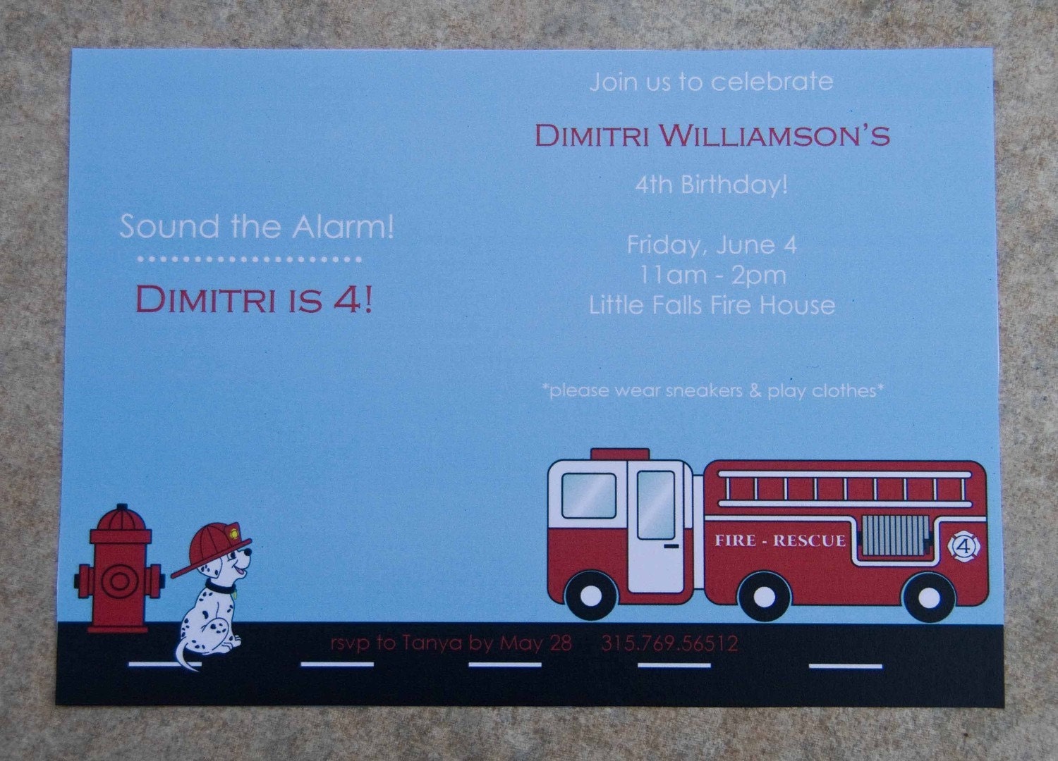 Printable Firetruck Birthday Party Invitation Sound the Alarm Il_570xn