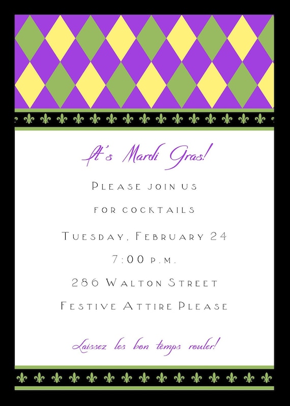 Printable Mardi Gras Invitation New Orleans Party Invitation by Belleza e Luce Il_570xn