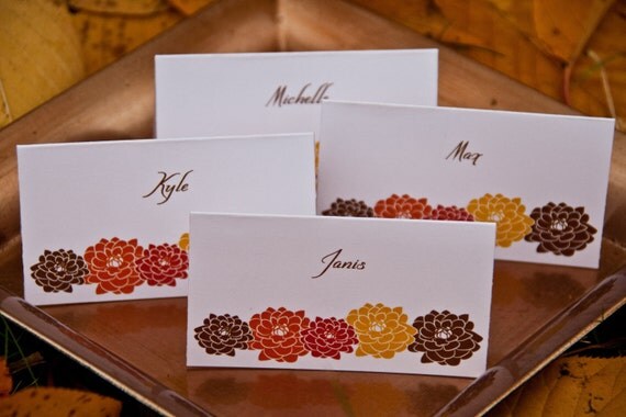 Printable Thanksgiving Placecard Food Sign: Digital Autumn Dahlia Placecards by Belleza e Luce Il_570xn