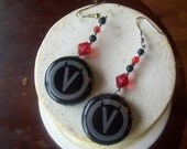 Devil Horns Vex Bottle Cap Earrings  Halloween Goth Spooky