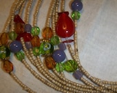 Necklace Glass Beaded Ten Strands