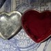Silver Plated Heart Shaped Jewelry Box Red Velvet Lined Lidded
