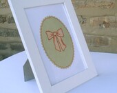 Framed Bow Drawing- Pink and Light Green