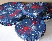 Reusable Picnic Food Bowl Covers Elastic Fireworks Fabric (Set of 4)