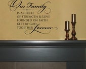 Vinyl Wall Decal - Our family is a circle of strength and love...