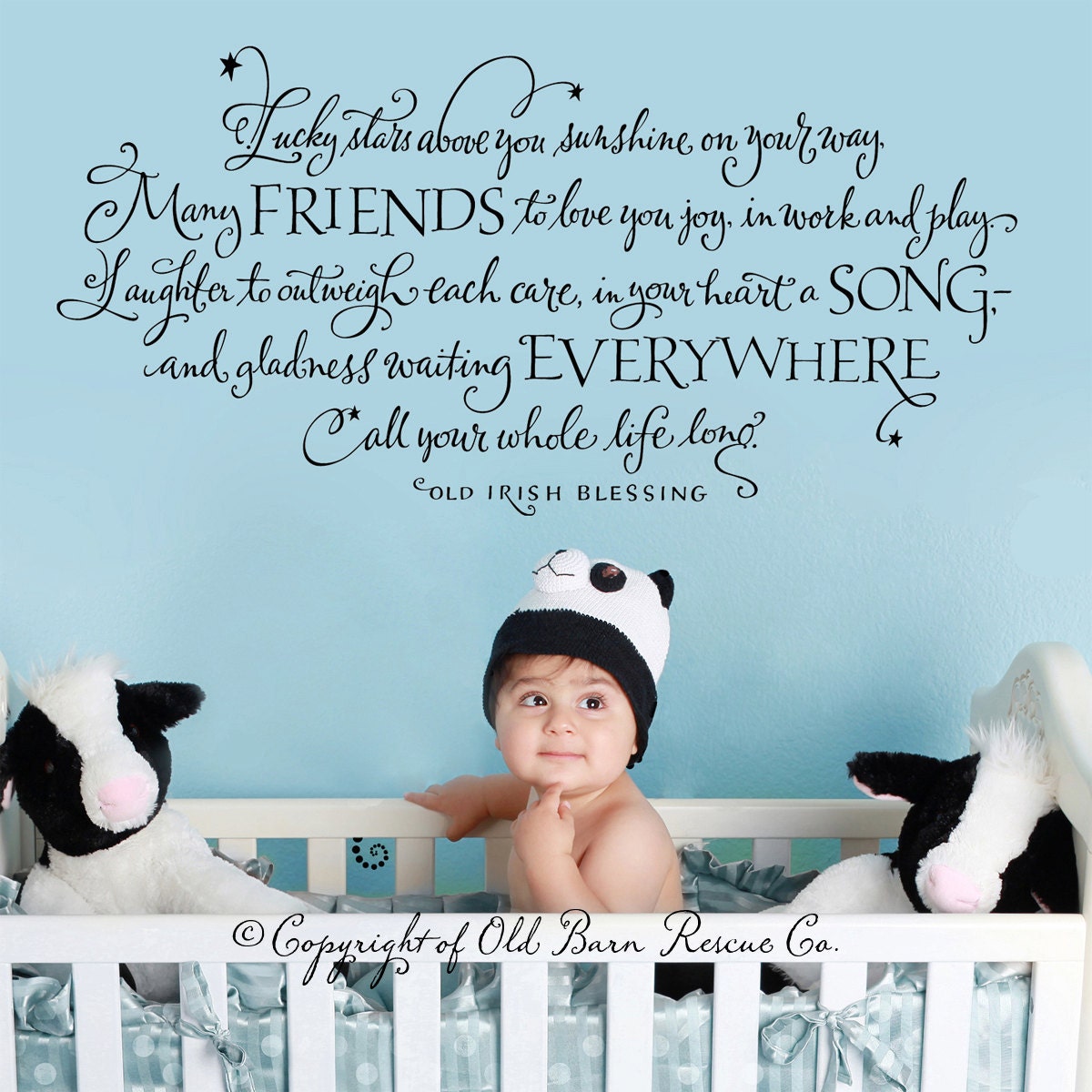 Large Vinyl Wall Decal - Irish blessing - children wall decor lettering art design