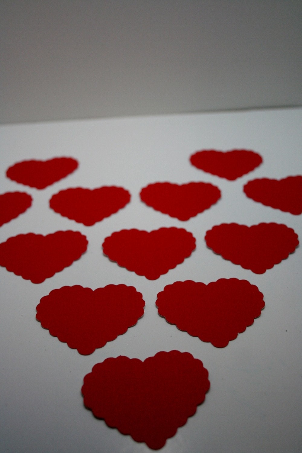 Scalloped Hearts Die Cut, Handmade Diecut Embellishments,  Paper Diecuts