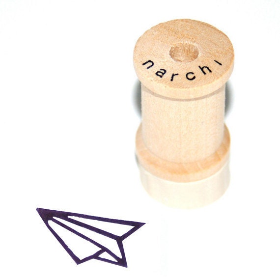 paper airplane - 7/8 in - 2.2 cm - hand carved stamp