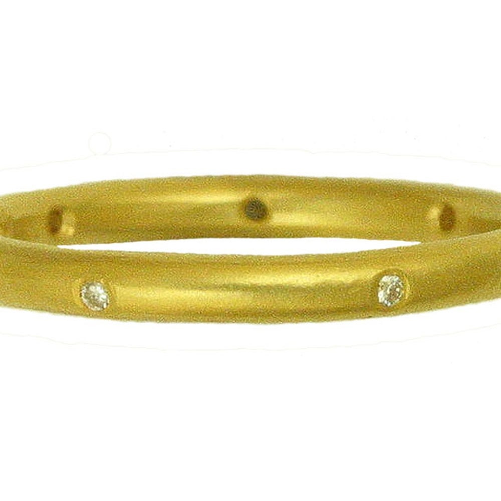22k gold Stackable with Seven Diamonds MADE TO ORDER using 100 percent recycled gold