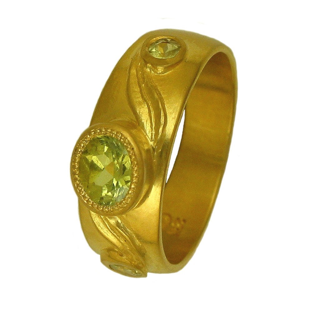 22k gold Ashnie Ring with Chrysoberyls MADE TO ORDER using 100 percent recycled gold