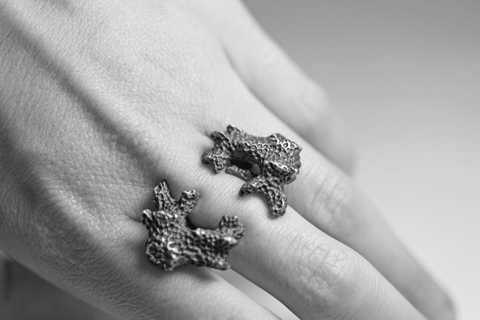 of his bones are coral made. twin coral ring.
