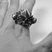 nesting in the underworld. cast crystal and hummingbird skull ring.