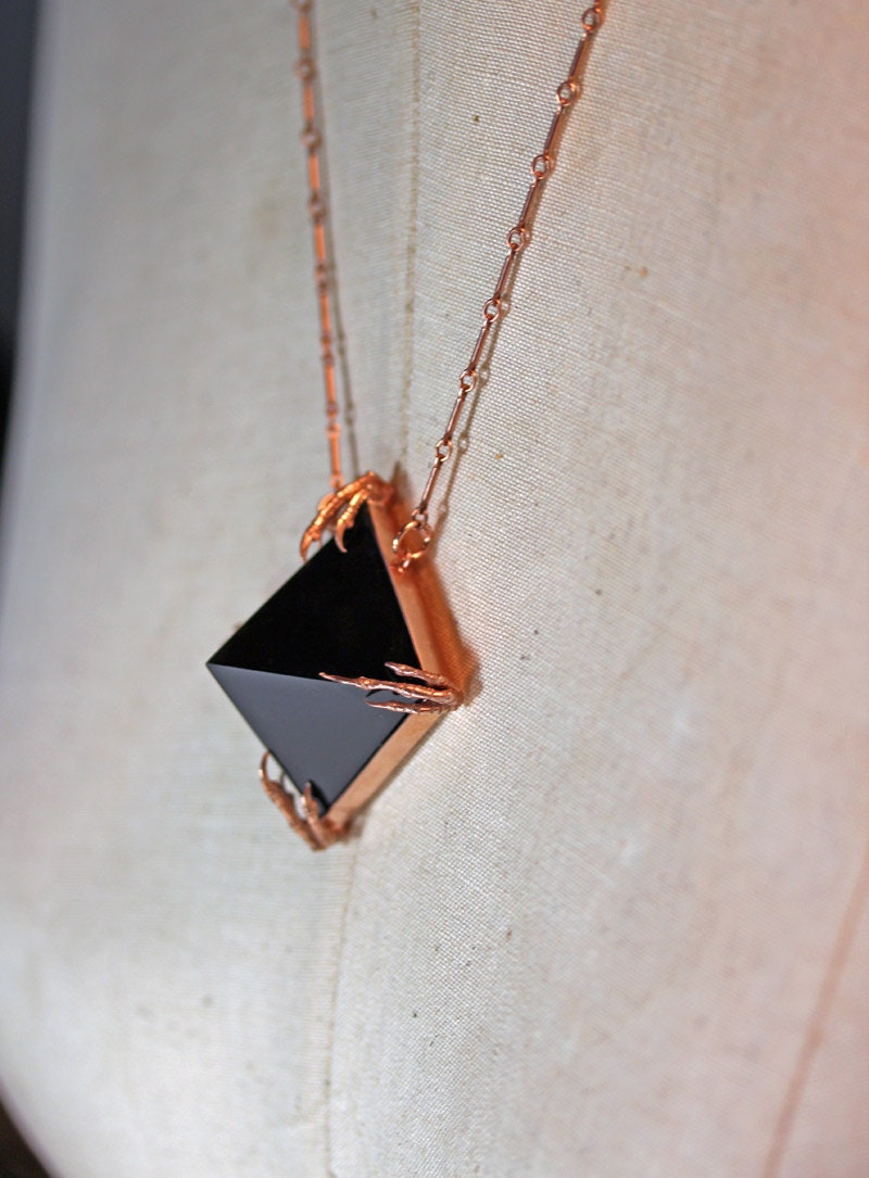 the obsidian tomb necklace. rose gold vermeil.