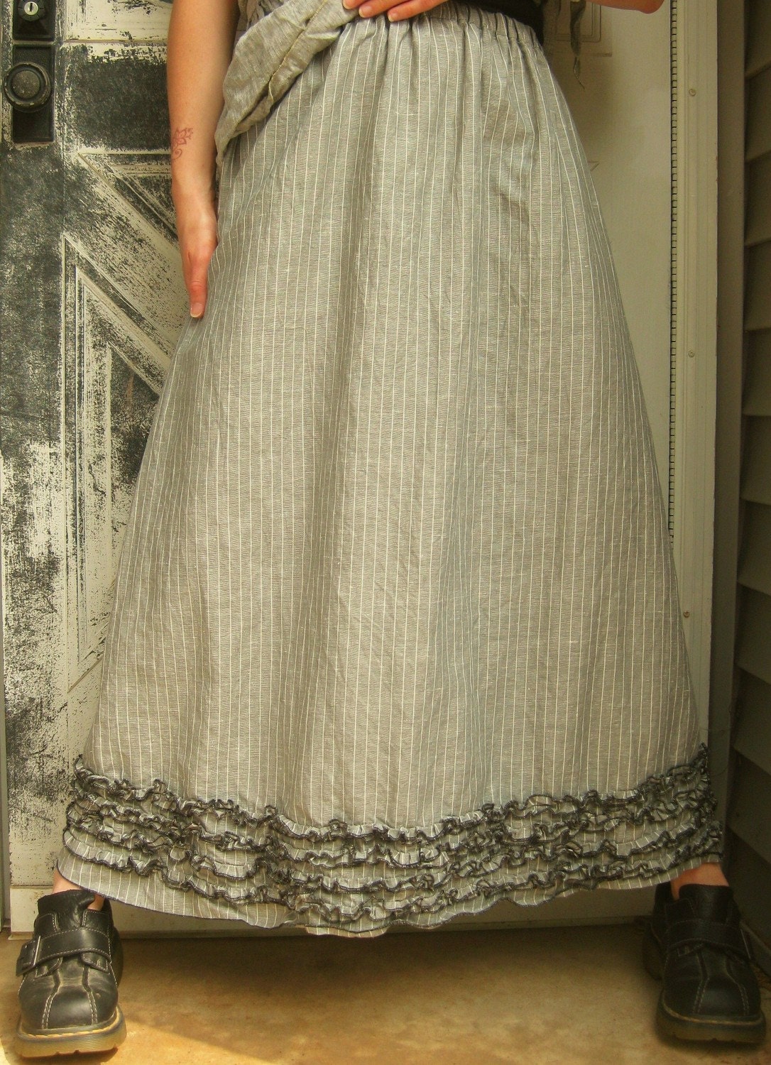 Long Mini Ruffle Skirt