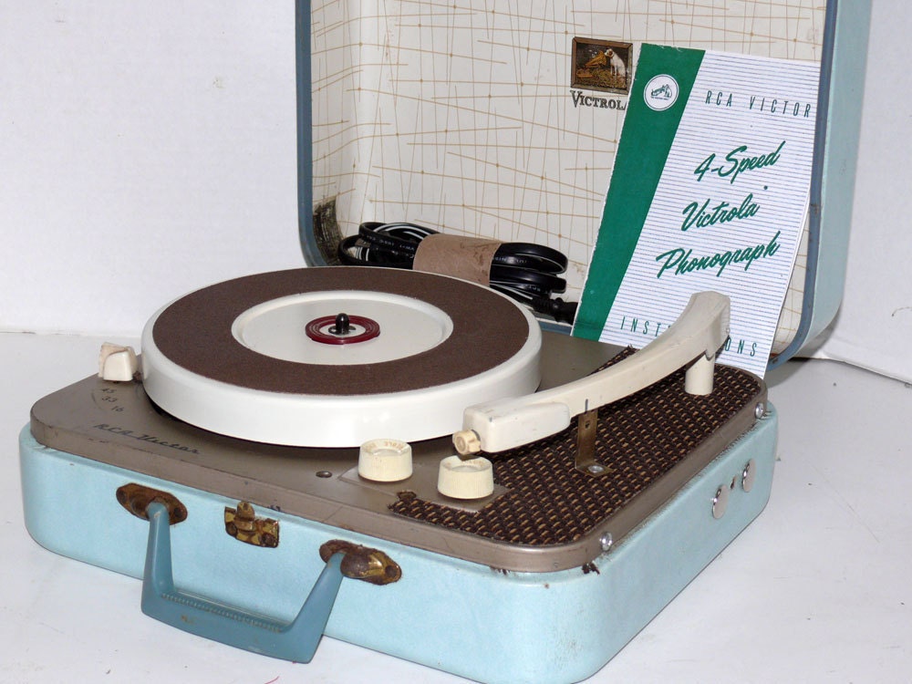 1950s RCA Portable Record Player with Warranty