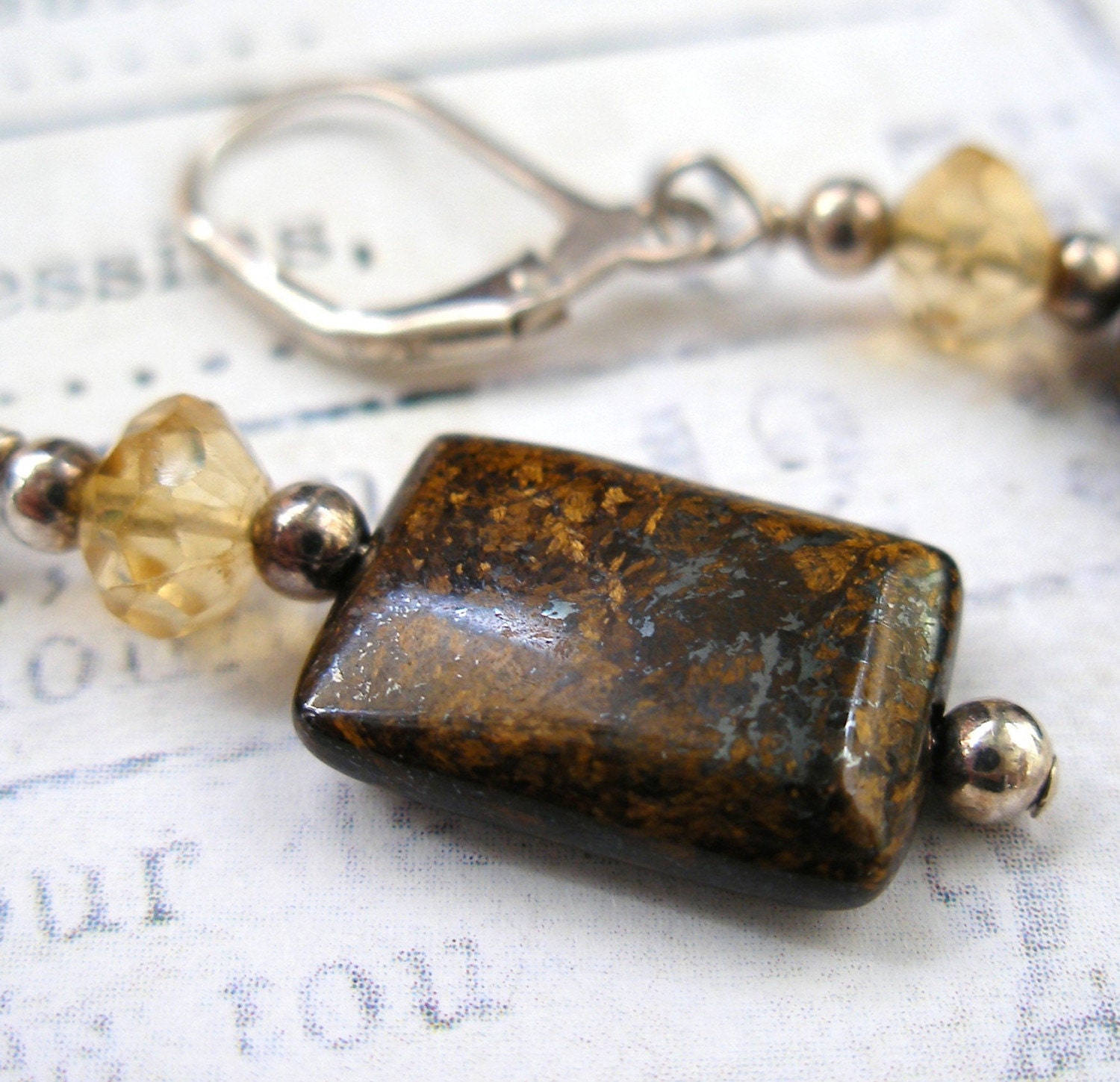 Golden Bronzite and Citrine Earrings