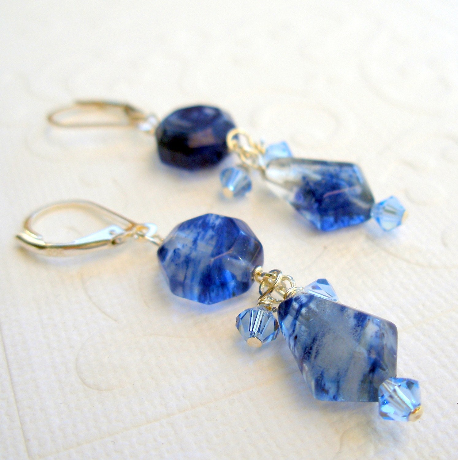 Earrings- Blueberry Quartz and Swarovski Crystal