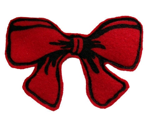 Silkscreened felt - Big RED bow BROOCH pin