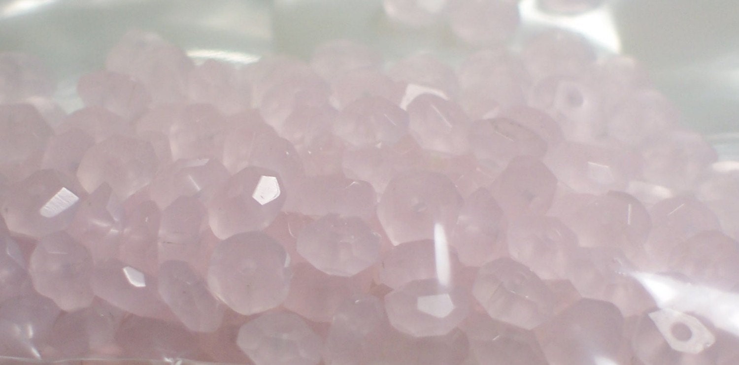 6mm Pink Opaque glass rondelle beads set of 12