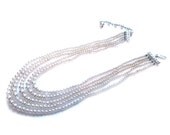 Old Pearl Bead Necklace, Rhinestone Clasp