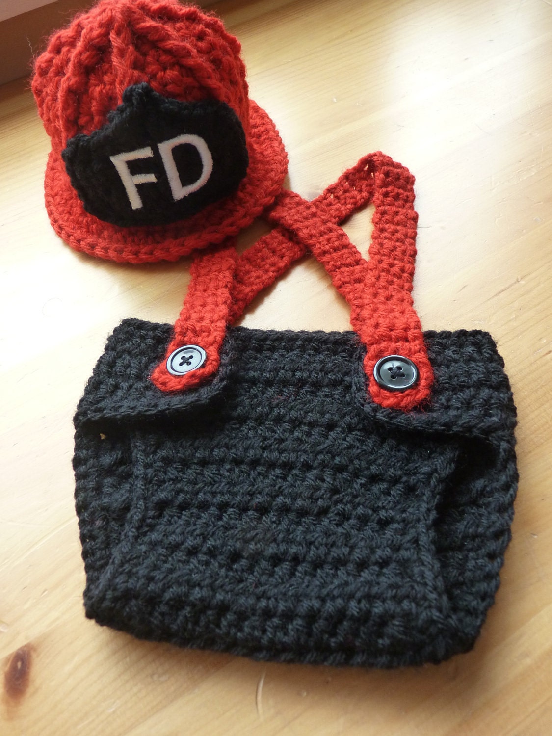 Custom Crochet Little Firefighter Set