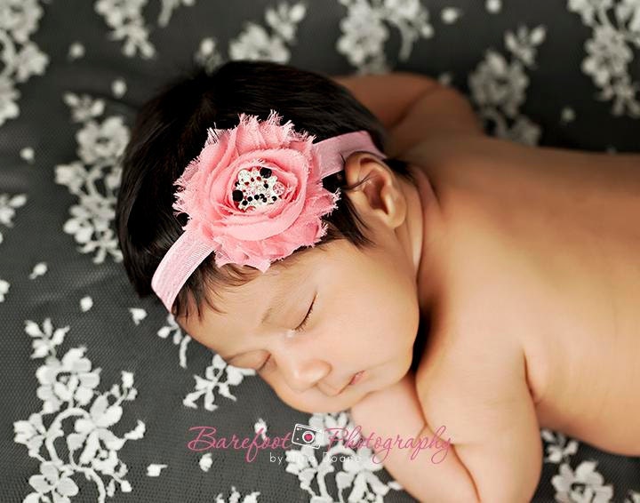 Baby Girls Headbands..Newborn Headband..Shabby Flower Headbands..Coral..Baby Photo Prop..Shabby Headbands