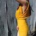 Pretty Birdie's Asymmetrical Mustard Gauze and Hemp Linen Mini Dress