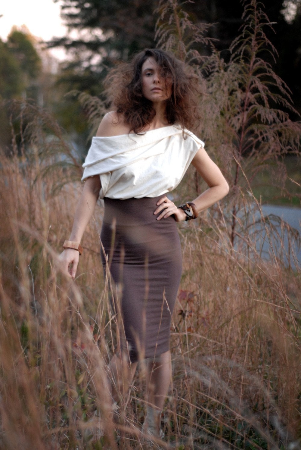 Pretty Birdie's Off The Shoulder Hemp Stretch Dress