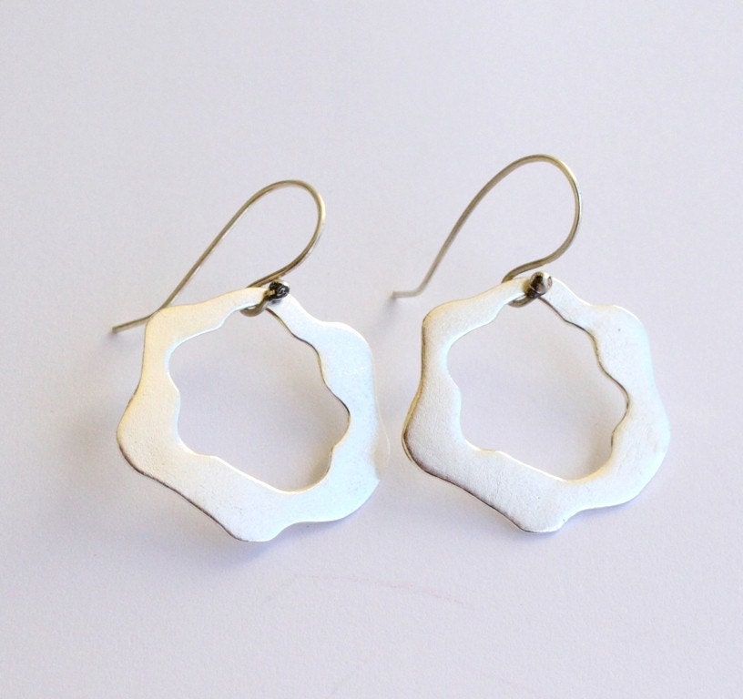Abstract Rose Flower Hoop Earrings