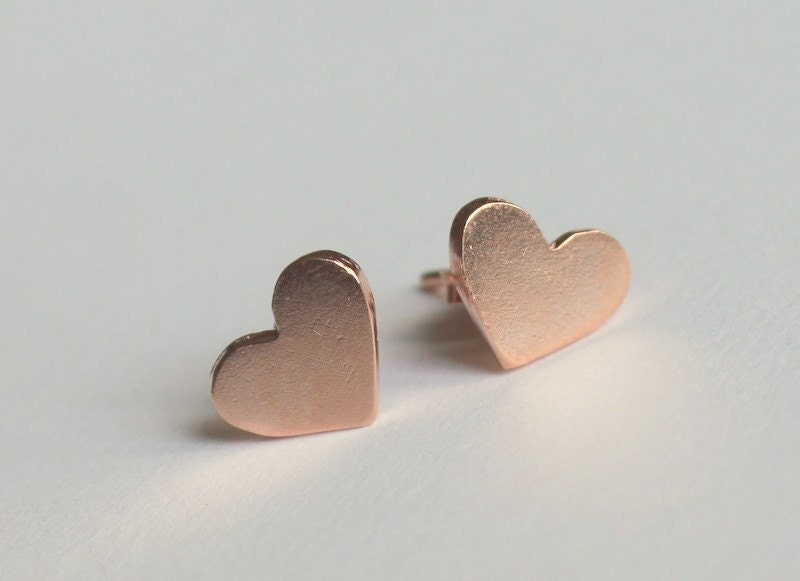 Rose Gold Plated Tiny Valentine's Day Heart Earrings Studs