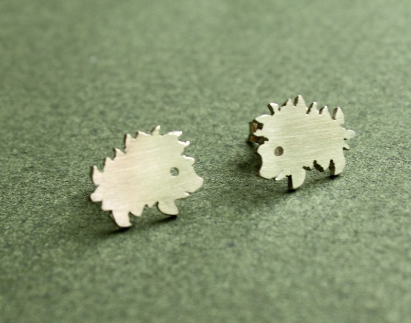 Little Sweet Hedgehog Earrings in Sterling Silver
