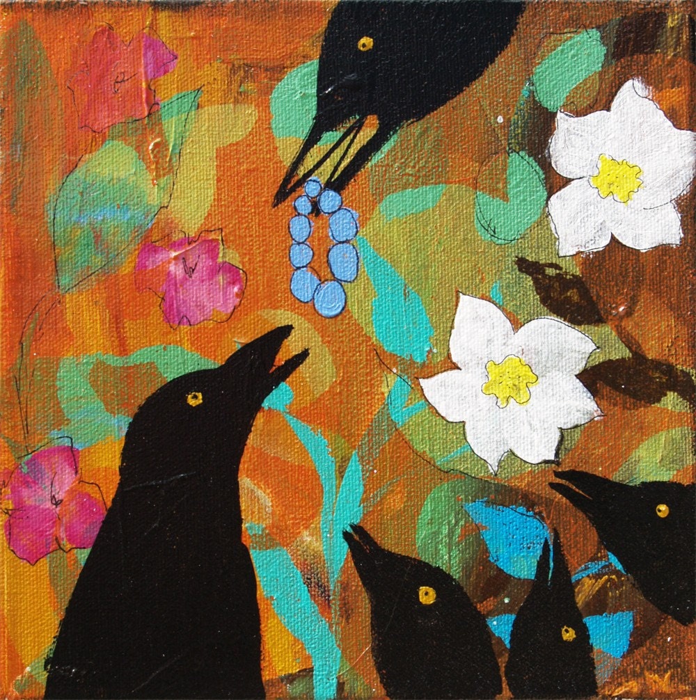 Bringin' Home the Beads Crows Providing fine art print